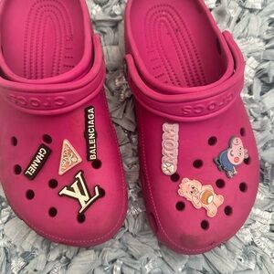 CROCS Women’s  Fuchsia Slippers with Fun Charms